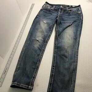 MISS ME WOMENS DISTRESSED CAPRI JEANS SIZE 27